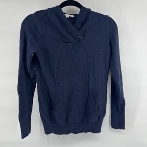Gap Women's Size Small Hoodie Sweater Navy Blue Angora Rabbit Hair Blend Cozy
